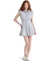 Steve Madden Maisha Stripe Poplin Mini Shirtdress In Grey