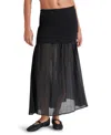 Steve Madden Malvina Mixed Media Maxi Skirt In Black