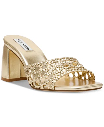 Steve Madden Women's Mania Woven Block-heel Sandals In Gold Metallic