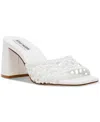 Steve Madden Women's Mania Woven Block-heel Sandals In White