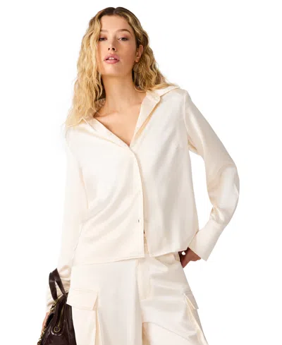 Steve Madden Women's Mare Long-sleeve Collared Blouse In White
