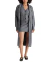 Steve Madden Marl Notched Lapel Longline Cardigan In Heather Charcoal