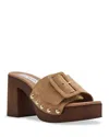 Steve Madden Marlena Womens Buckle Faux Suede Slide In Sand Suede