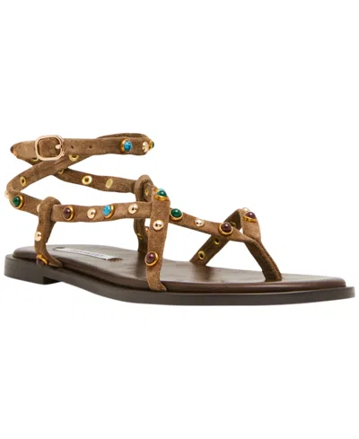 Steve Madden Women's Mathis Embellished Strappy Flat Sandals In Brown