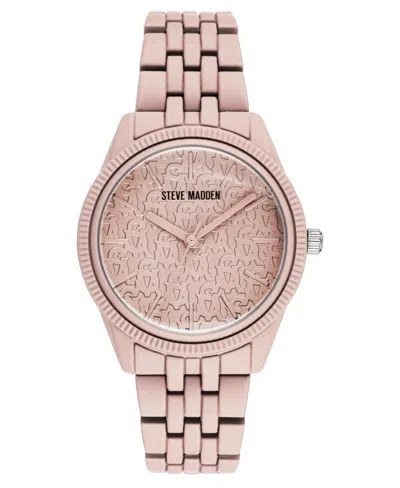 Steve Madden Women's Matte Light Pink Rubberized Link Band Watch, 36mm