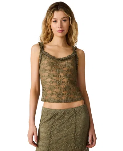 Steve Madden Mavee Lace Tank Top In Green