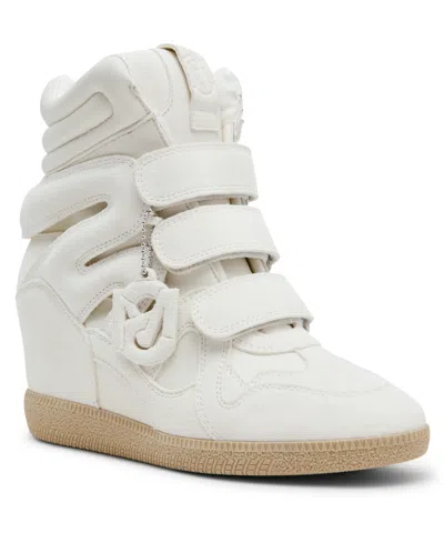 Steve Madden Women's Mavis High-top Lace-up Wedge Sneakers In White