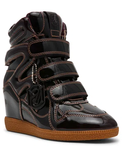 Steve Madden Mavis Wedge Sneakers Brown Patent-red In Black