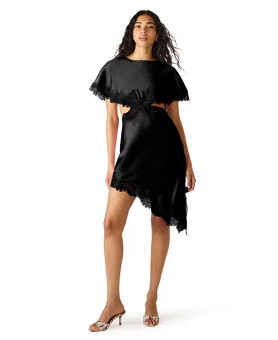 Steve Madden Maycie Lace Satin Dress In Black