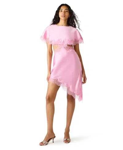 Steve Madden Maycie Lace Satin Dress In Pink