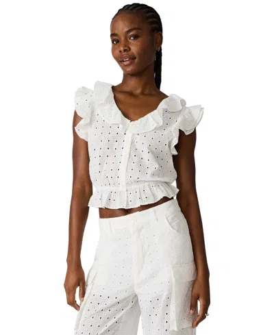 Steve Madden Mayra Cotton Eyelet Top In White
