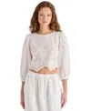 Steve Madden Meera Eyelet Embroidered Cotton Crop Top In Antique