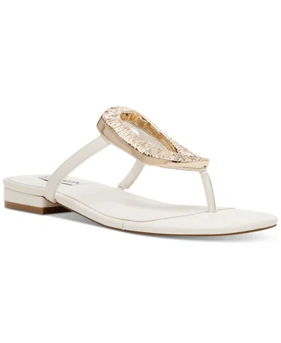 Steve Madden Women's Melo Ornament Embellished T-strap Slide Sandals In White