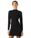 Steve Madden Women's Melvina Mock Neck Long Sleeve Top In Black