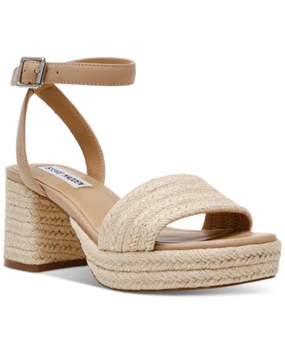 Steve Madden Women's Mercerr Two-piece Block-heel Dress Sandals In Raffia