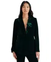Steve Madden Merene Rosette Detail Velvet Blazer In Pine Grove