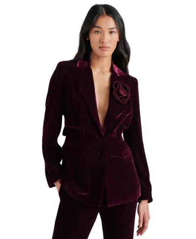 Steve Madden Women's Merene Velvet Rosette Blazer In Wine