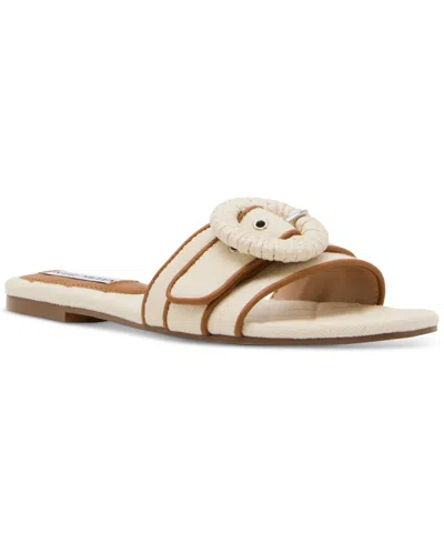 Steve Madden Women's Merla Raffia Buckle Slide Sandals In Linen Multi