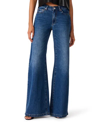 Steve Madden Women's Mid-rise Wide-leg Flare Jeans In Blue