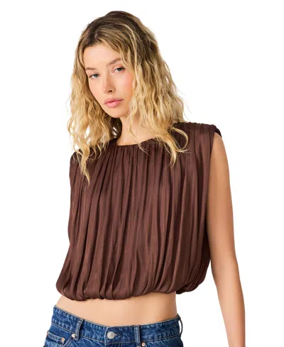 Steve Madden Milana Sleeveless Blouson Top In Brown
