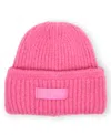 Steve Madden Women's Mixed Knit Tonal Patch Beanie In Pink