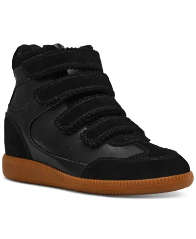 Steve Madden Women's Mustang High-top Wedge Sneakers In Black Suede