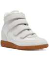 Steve Madden Mustang White Suede High-top Wedge Sneakers In Off-white