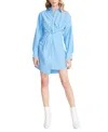 Steve Madden Nadia Stripe Twist Front Long Sleeve Shirtdress In Blue