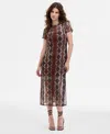 Steve Madden Women's Nola Printed Round-neck Dress In Brown