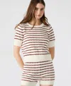 Steve Madden Women's Norris Striped Pointelle Short-sleeve Sweater