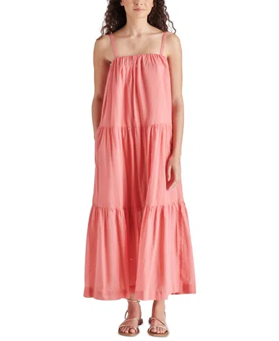 Steve Madden Women's Oceane Tiered Square-neck Removable-strap Dress In Peach Romance