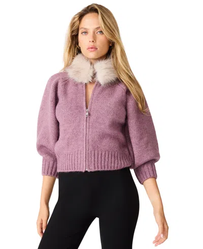 Steve Madden Women's Odessa Fitted Full-zip Cardigan In Purple