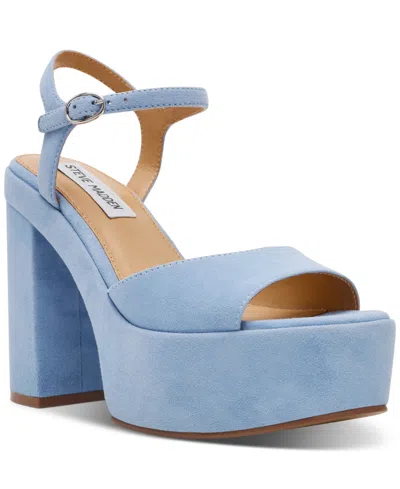 Steve Madden Women's Odina Two-piece Platform Sandals In Light Blue Suede