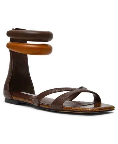 Steve Madden Women's Olivia Embellished Bangle Full Zip Flat Sandals In Brown