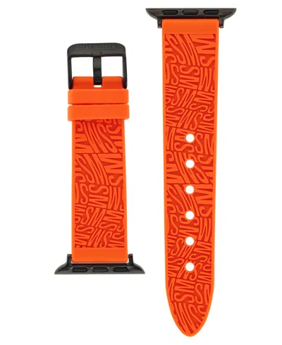 STEVE MADDEN WOMEN'S ORANGE SILICONE DEBOSSED SWIRL LOGO BAND DESIGNED FOR APPLE WATCH 42MM (SERIES 1-3 ONLY) & 4