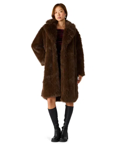 Steve Madden Women's Oversized Long Sleeves Coat In Brown