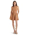 Steve Madden Palermo Mixed Media Bubble Hem Dress In Caramel Cafe