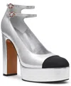 Steve Madden Women's Peyton Cap-toe Platform Mary-jane Pumps In Silver
