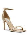 Steve Madden Piked Womens Leather Ankle Strap Heels In Gold Leather