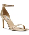 Steve Madden Piked Womens Leather Ankle Strap Heels In Gold Metallic