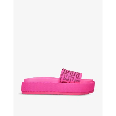 Steve Madden Womens Pink Kora Embellished-strap Flat Fabric Sandals