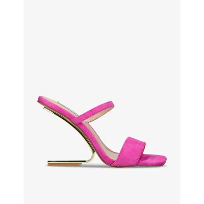 Steve Madden Womens Pink Lotus Reversed Wedge-heel Suede Sandals