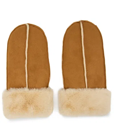 Steve Madden Women's Polyester Fur Mittens In Orange