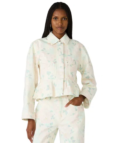 Steve Madden Women's Printed Collared Jacket In White