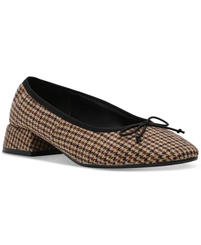 Steve Madden Women's Priscilla Block-heel Bow Flats In Brown Tweed