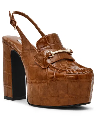 Steve Madden Women's Quinn High Platform Slingback Loafer Pumps In Brown