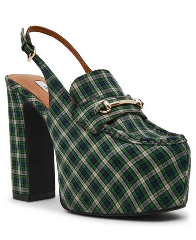 Steve Madden Women's Quinn High Platform Slingback Loafer Pumps In Green