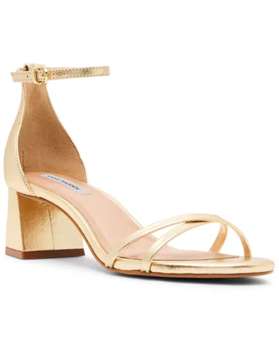 Steve Madden Women's Rae Strappy Block-heel Sandals In Gold