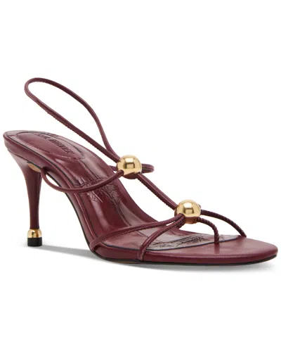 Steve Madden Women's Ramos Strappy Embellished High-heel Dress Sandals In Burgundy
