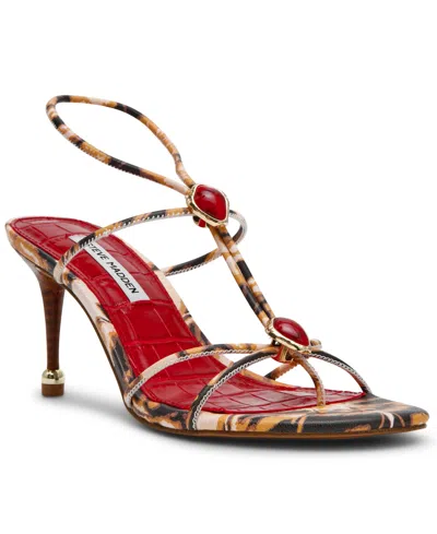 Steve Madden Women's Ramos Strappy Embellished Stiletto Heel Dress Sandals In Red